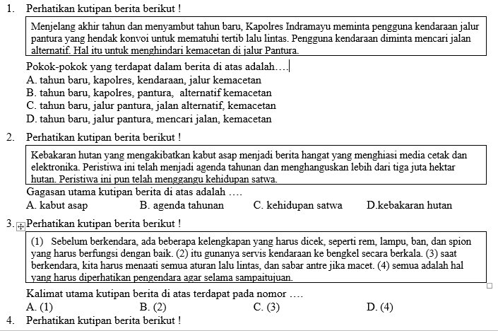 soal uts bahasa indonesia kelas 8 semester 2 kurikulum 2013
